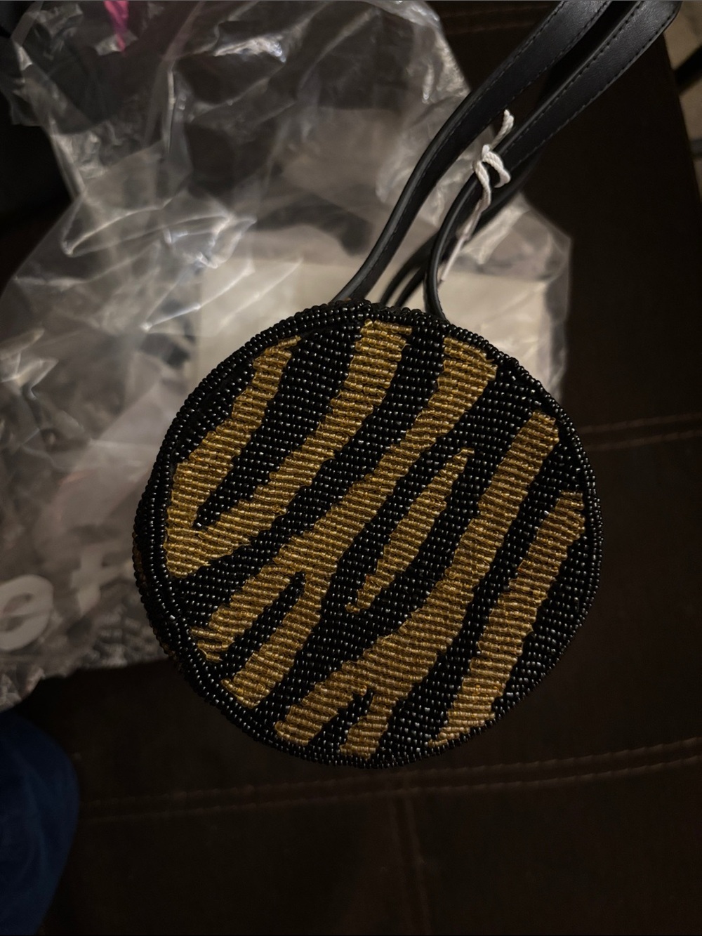 Reformation Aurora Shoulder Bag - Bronze Black Zebra Beaded - Picture 5 of 7